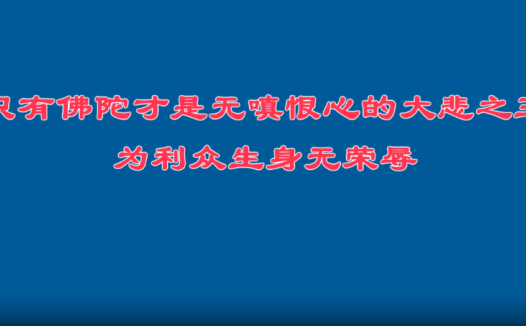 只有佛陀才是无嗔恨心的大悲之王,为利众生身无荣辱